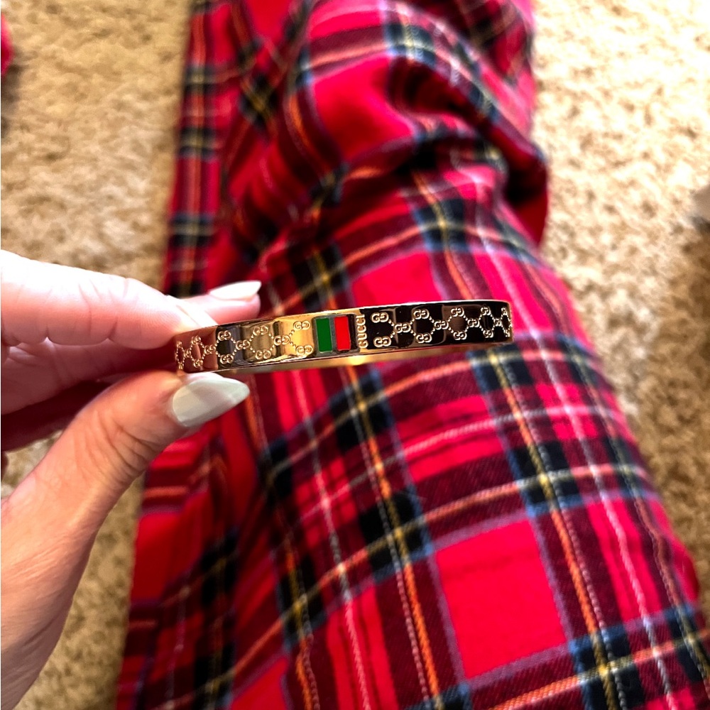 Gold, red and green bracelet